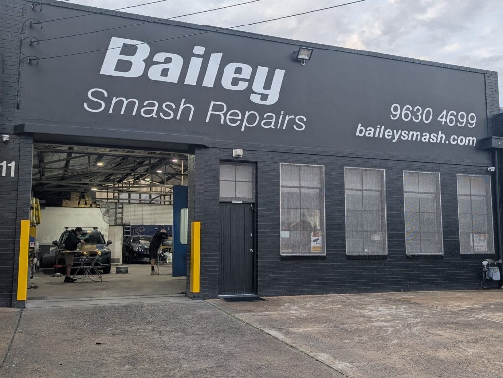 The Bailey Smash Repairs workshop on Bourke Street, North Parramatta
