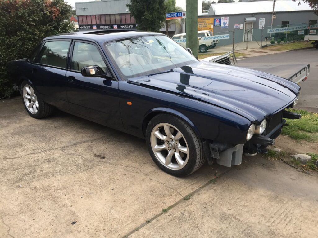 Jaguar XJ outside the Bourke Street workshop before its respray